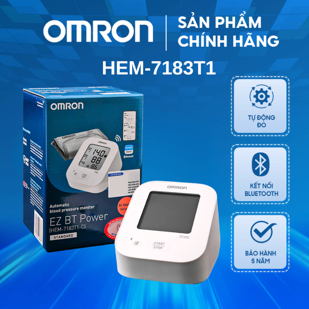 may-do-huyep-ap-omron-7183 Máy đo huyết áp bắp tay OMRON HEM-7183T1 - Kết nối Bluetooth, thương hiệu Nhật Bản - Ảnh 1
